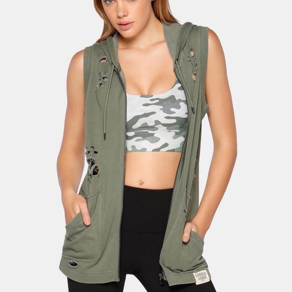 Lorna Jane Hustler Sleeveless Full Zip Hoodie